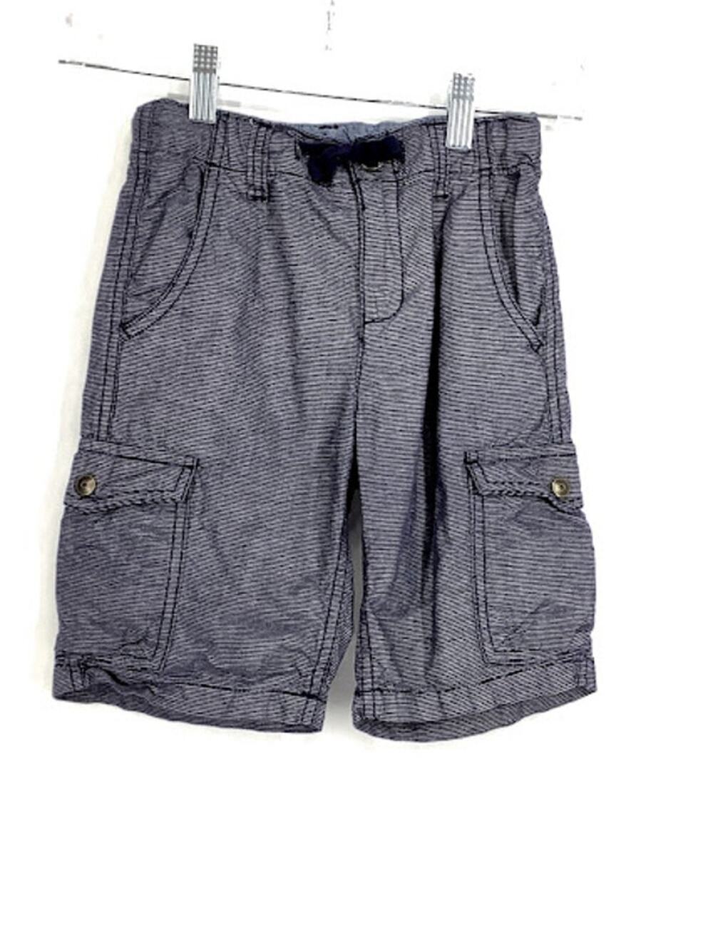 Gymboree Boys Gray Striped Flat Front Cargo Shorts Kids Youth Size 6